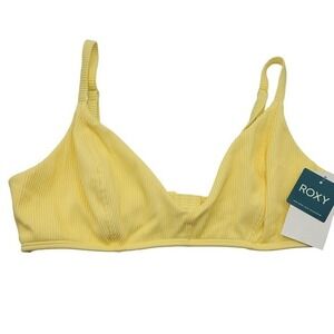 Roxy Bikini Top Ribbed Yellow Love The Perfect 10 Ribbed XL NWT
